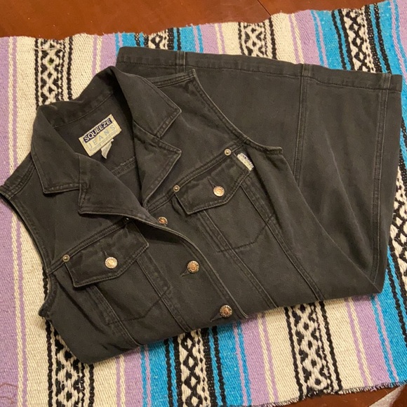 Black denim button up dress - Picture 2 of 5